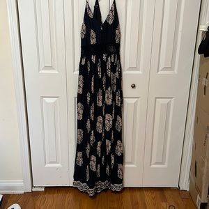 Navy Floral Fashion Nova Maxi Dress